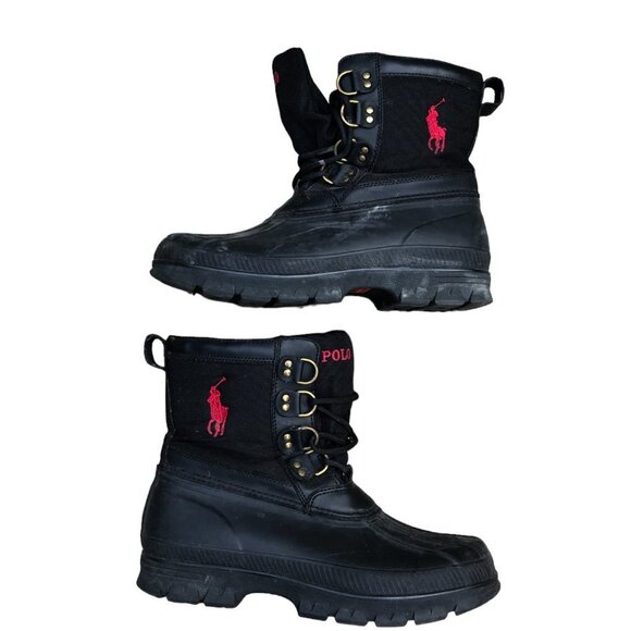 Polo Ralph Lauren Crestwick Black Duck Boots Size 9 - Picture 2 of 5